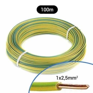 CABLE U500V VERT-JAUNE SECTION 2.5 100M