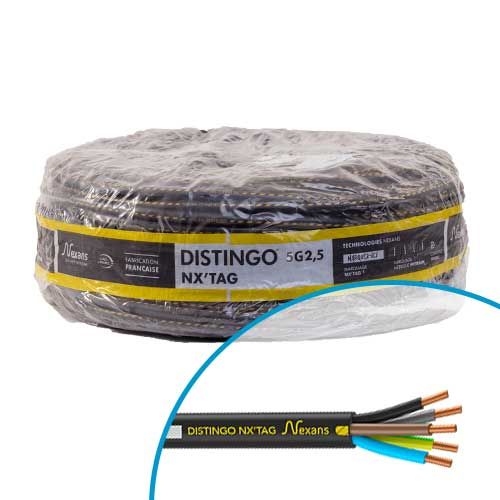 Câble électrique U-1000 R2V 5G2.5² N/M/G/B/VJ NEXANS Distingo Nx'tag - Couronne de 100m
