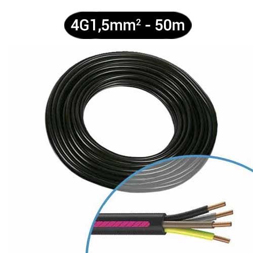 Câble électrique U-1000 R2V 4G1.5² N/M/G/VJ - Couronne de 50m