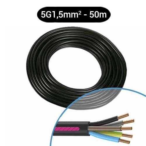 Câble électrique U-1000 R2V 5G1.5² N/M/G/B/VJ - Couronne de 50m