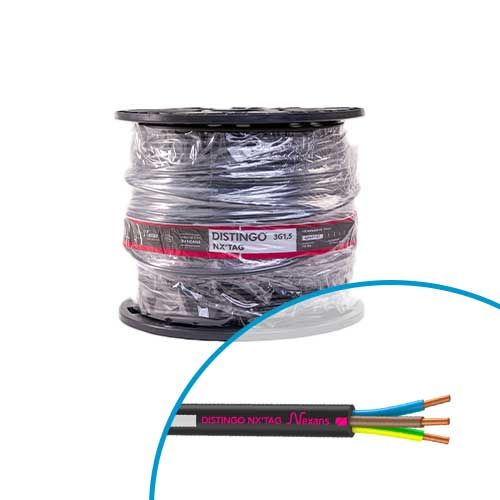 Câble électrique U-1000 R2V 3G1.5² M/B/VJ NEXANS Distingo Nx'tag Mobiway - Touret de 300m
