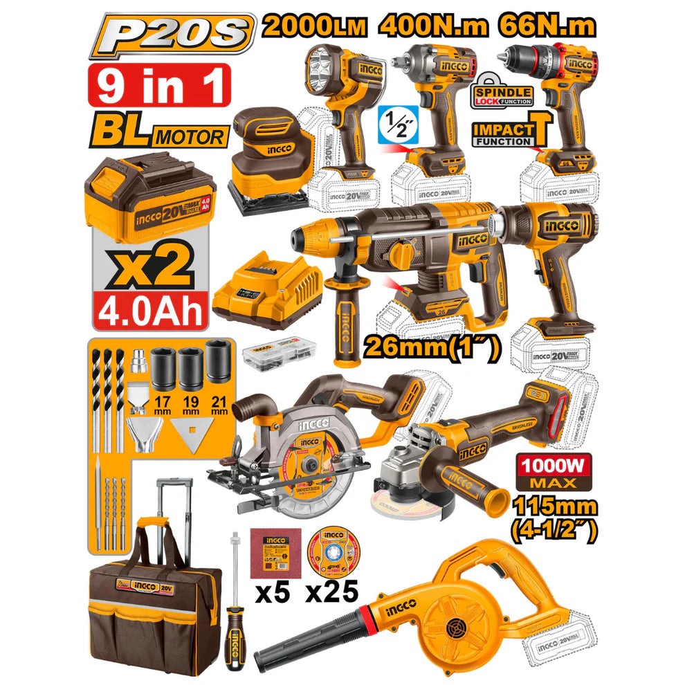 9 Pcs Kit Combo Industriel sans Fil