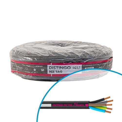 Câble électrique U-1000 R2V 5G1.5² N/M/G/B/VJ NEXANS Distingo Nx'tag - Couronne de 100m
