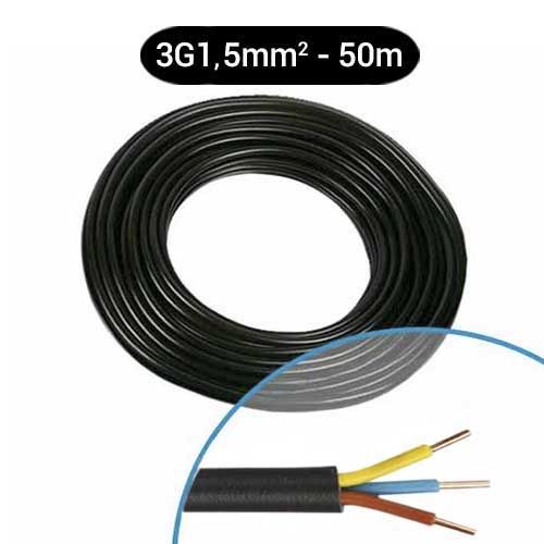 Câble électrique U-1000 R2V 3G1.5² M/B/VJ - Couronne de 50m