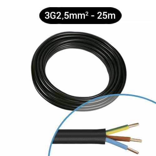 Câble électrique U-1000 R2V 3G2.5² B/M/VJ NEXANS - Couronne de 25m