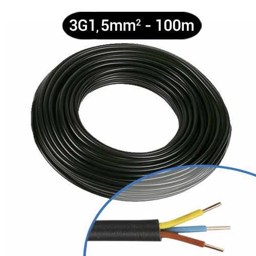 Câble électrique U-1000 R2V 3G1.5² M/B/VJ - Couronne de 100m