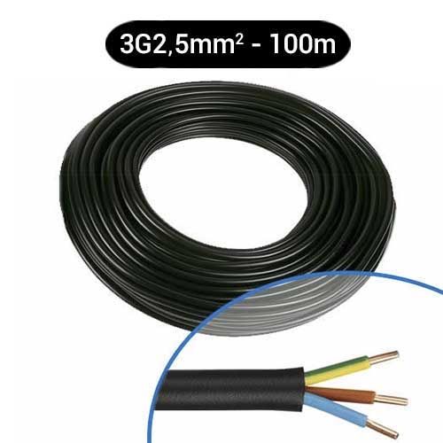 Câble électrique U-1000 R2V 3G2.5² B/M/VJ Nexans - Couronne de 100m