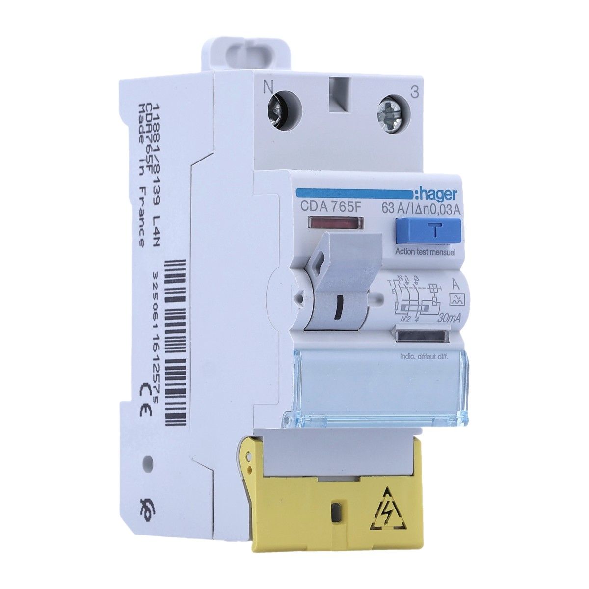 HAGER Interrupteur différentiel 63A 30mA type A 230V - CDA765F