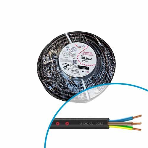 Câble électrique U-1000 R2V 3G1.5² M/B/VJ NEXANS Home - Couronne de 25m