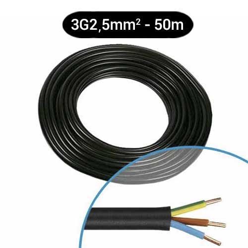 Câble électrique U-1000 R2V 3G2.5² B/M/VJ - Couronne de 50m