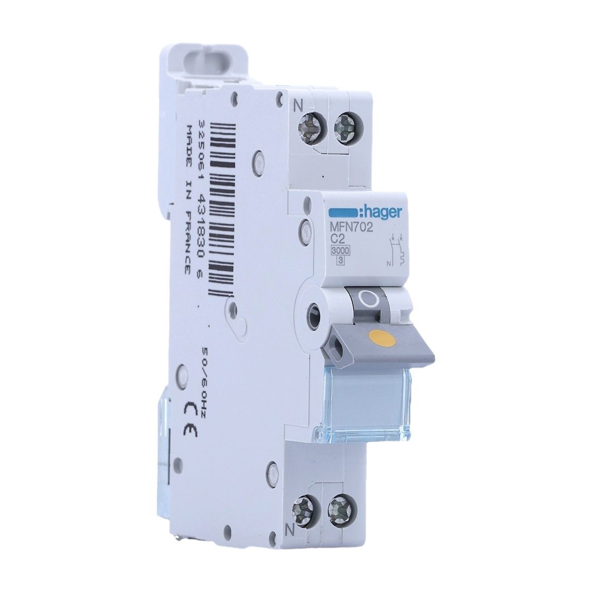 HAGER Disjoncteur 2A Ph+N courbe C 3kA 230V - MFN702
