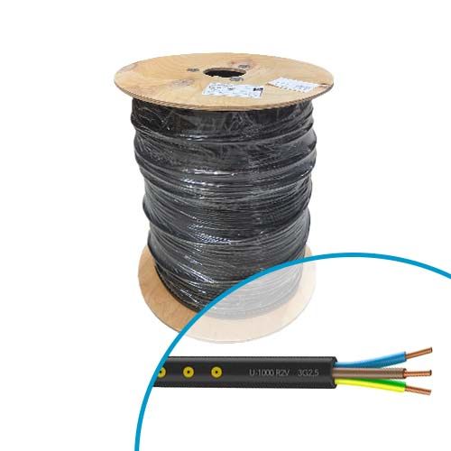 Câble électrique U-1000 R2V 3G2.5² M/B/VJ NEXANS - Touret de 500m